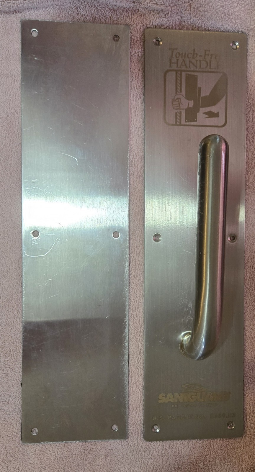 Saniguard The Power of Silver  Hands Free Door Handle used no hardware.