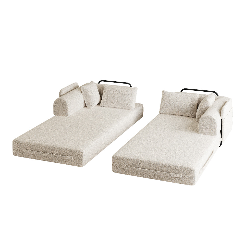 78.7'' Khaki Convertible Sleeper Sofa Bed, Folding Mattress Couch, Floor Sofa