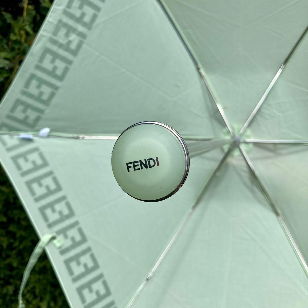 Fendi Foldable Umbrella Zucca Green Lightweight Compact Ready Genuine