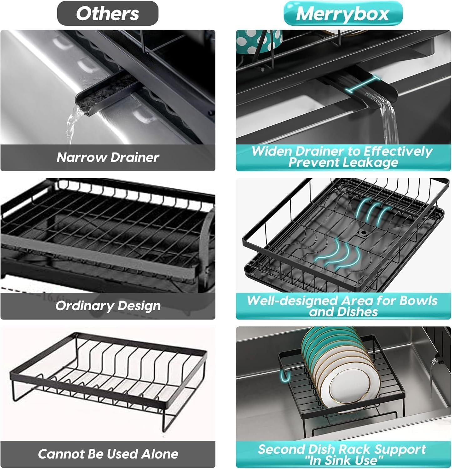 Dish Drying Rack Space-Saving Dish Racks Kitchen Counter Rustproof Drying Rack