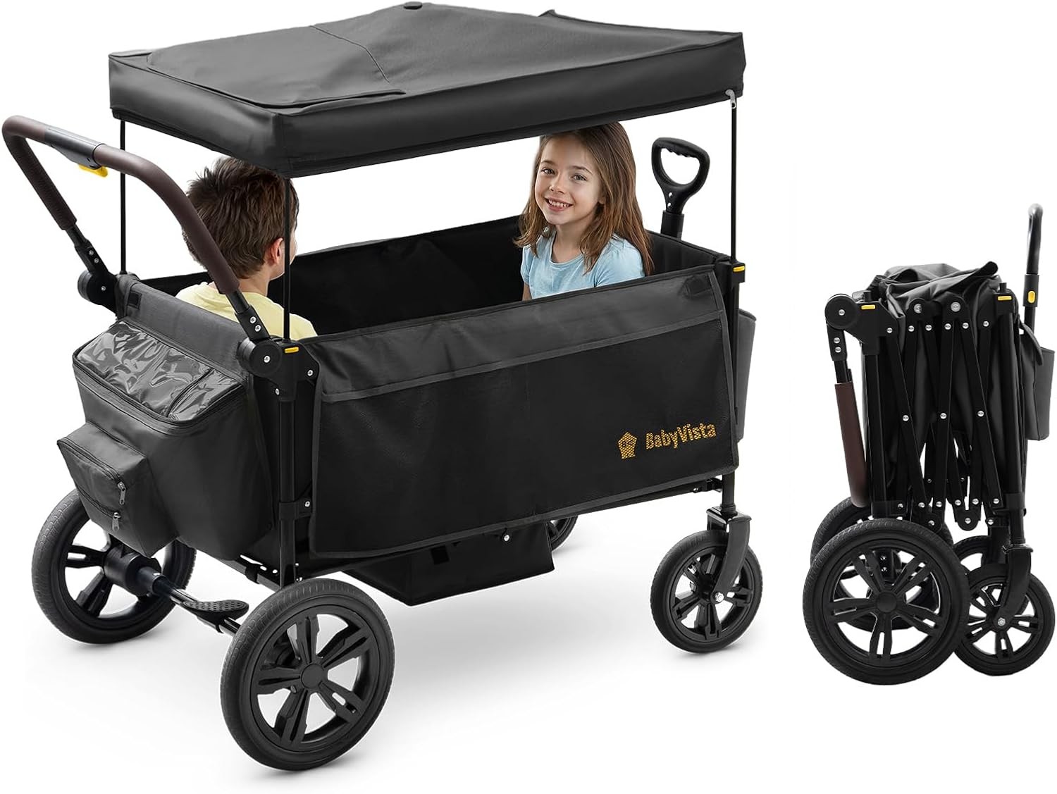 Stroller Wagon Kids One-Hand Adjustable Push Pull Handle Spacious