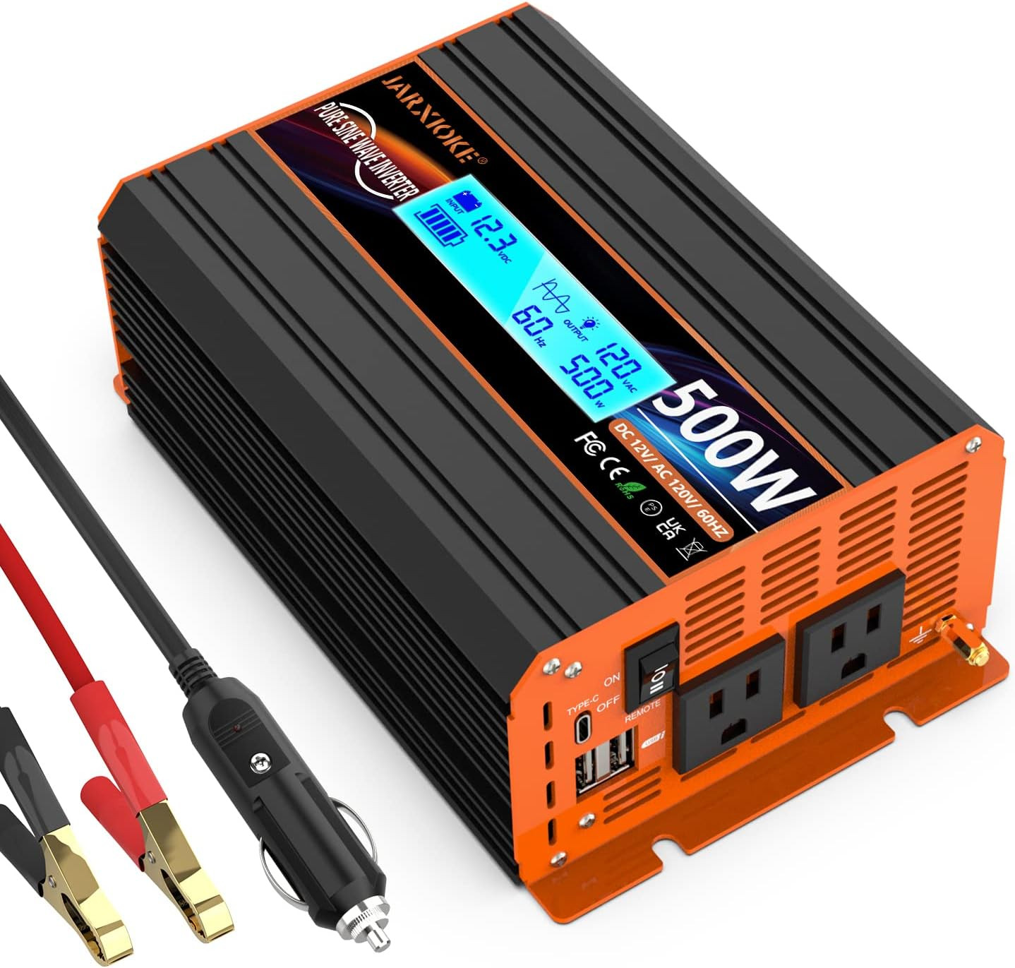 500 Watt Pure Sine Wave Power Inverter 12V DC to 110V 120V Converter for Home, R