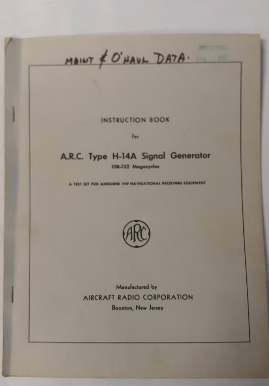 ARC Type H-14A Signal Generator Instruction Book Original