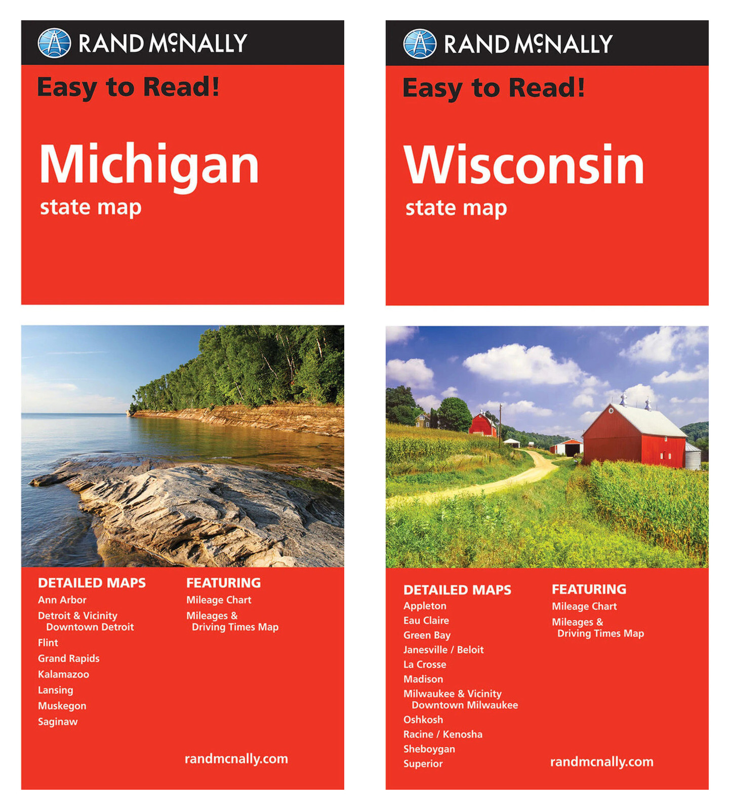 Rand McNally State Maps: Michigan and Wisconsin (2 Maps)