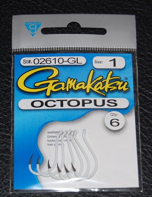6 Pack Gamakatsu 02610-GL Octopus Hooks Glow - Size 1 Bait Hooks