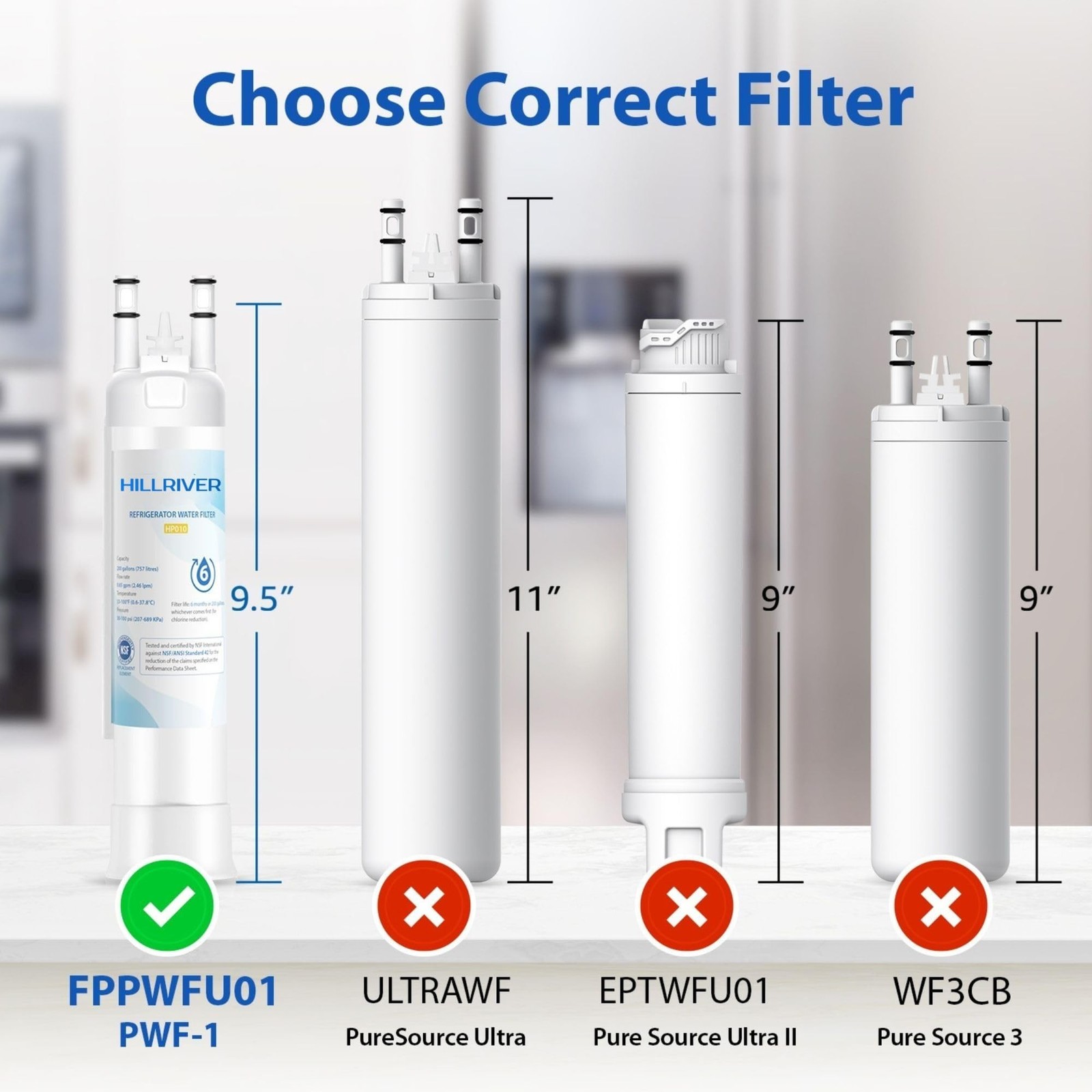 FPPWFU01 EPPWFU01 Water Filter Replacement, Compatible with EPPWFU01 PureAdva...
