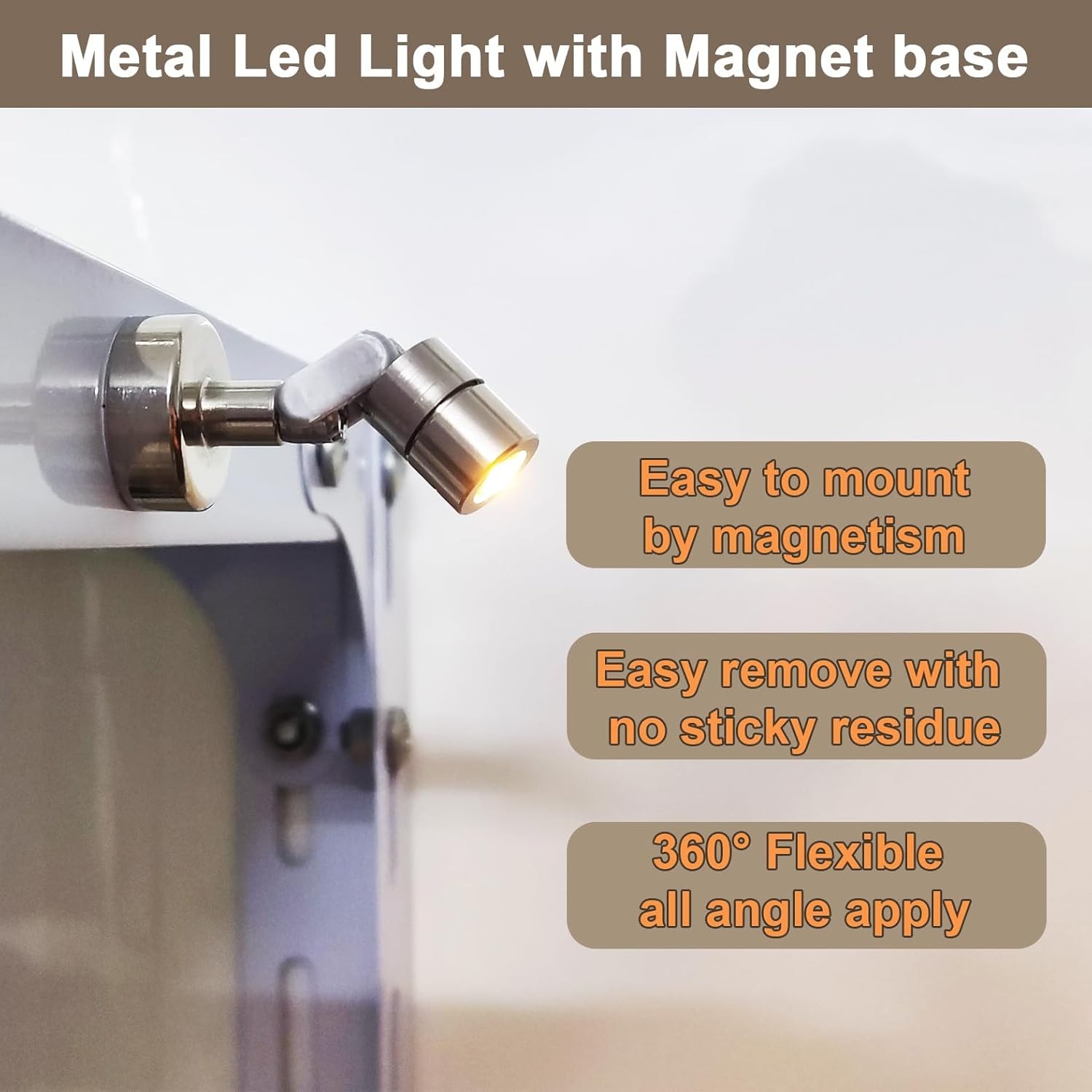 Suzeyar Metal Miniature LED Lights Tiny Spot Light Magnetic Base Battery Operate
