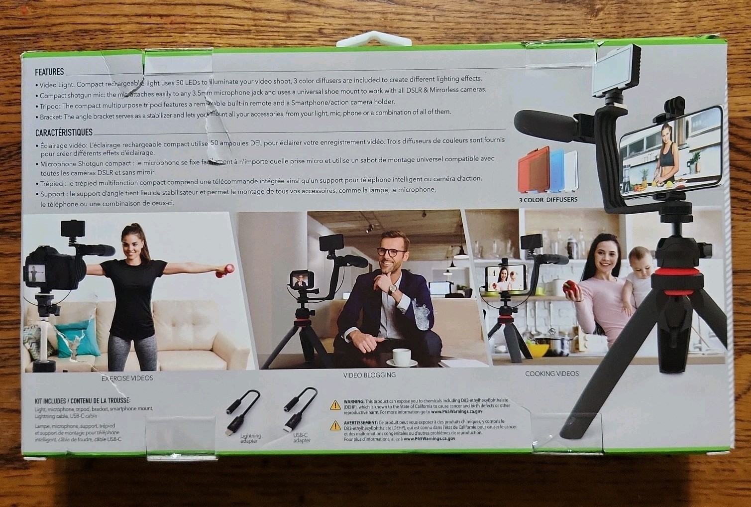 Digipower - Content Maker Essential Vlogging Kit w/ Light, Microphone, Tripod