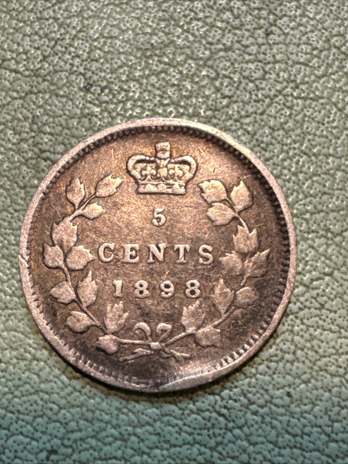 1898 Canada 🇨🇦 5 Cents F+/VF .925 Sterling Silver Coin, Queen Victoria Details