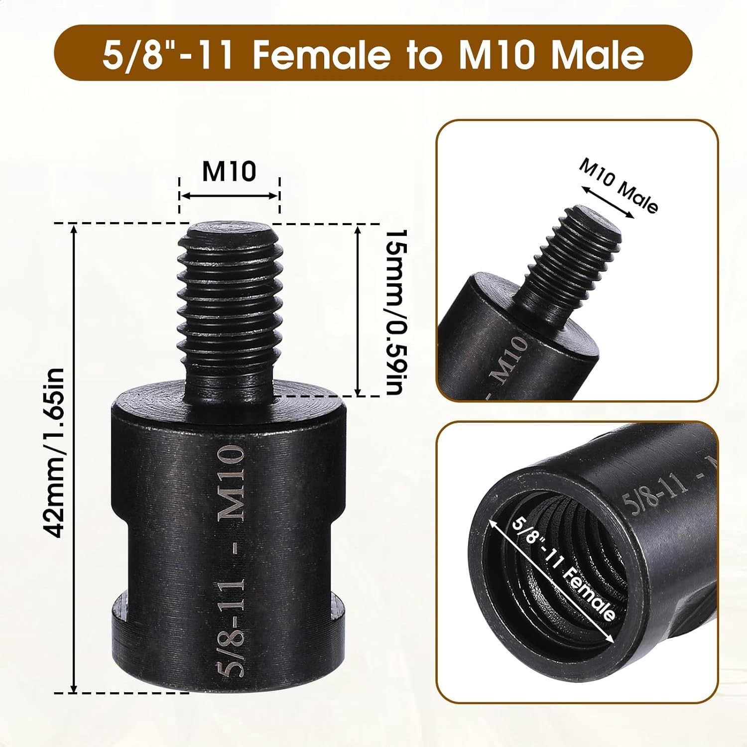 Heavy-Duty Angle Grinder Thread Adapter: 5/8"-11 to M10/M14 for Versatile Use