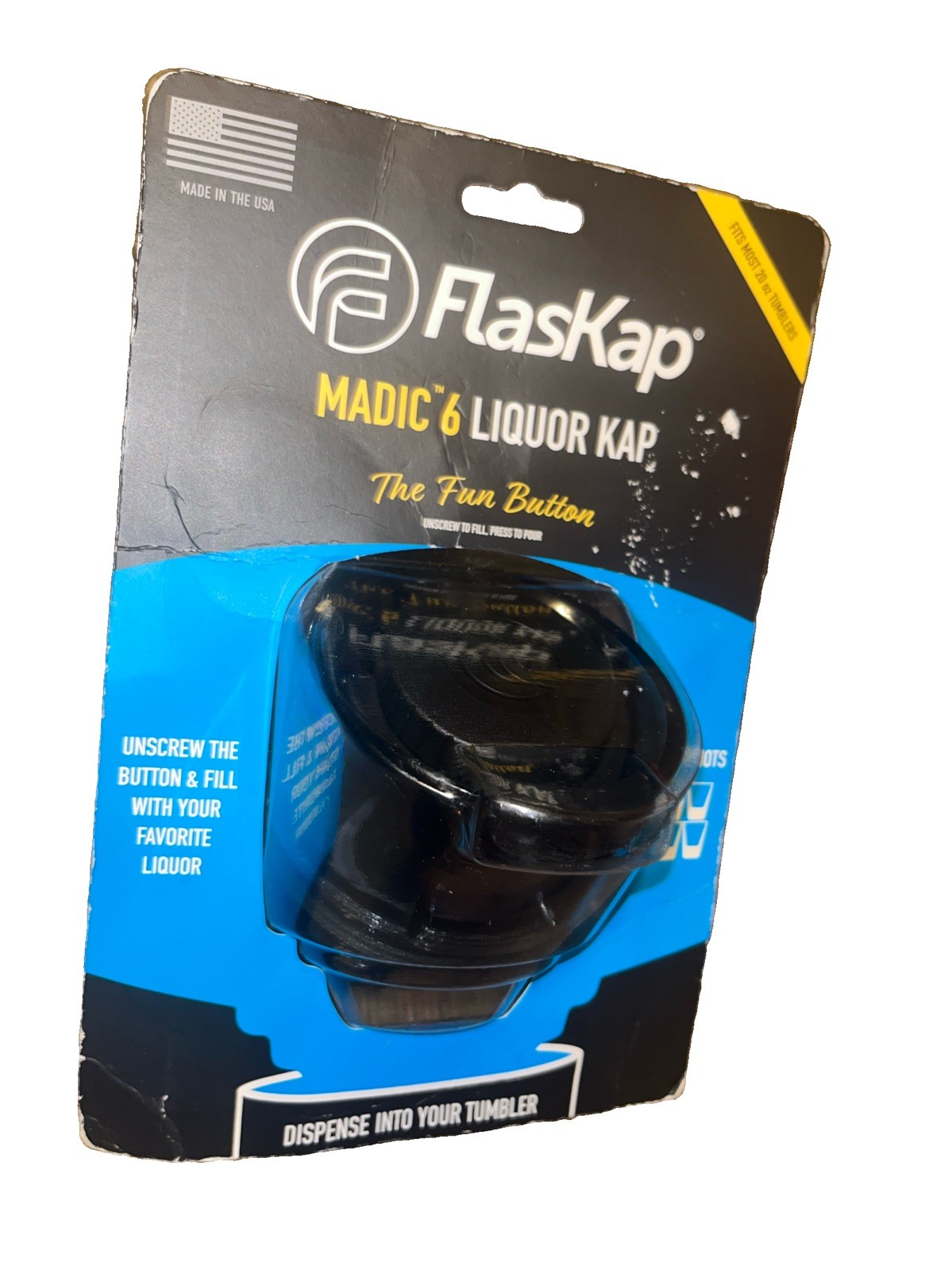 Flaskap Madic 6 Tumbler Lid Replacement Shot 6oz Black Factory Sealed Liquor NWT