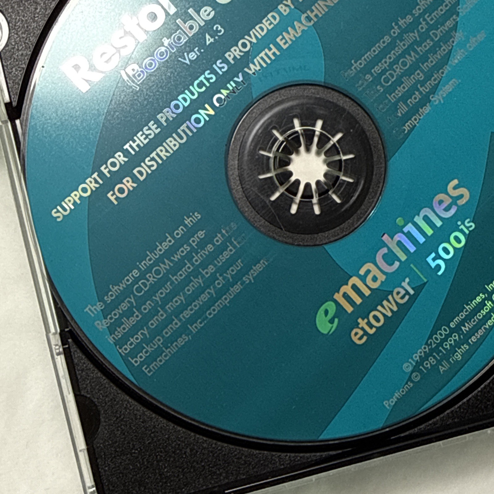 eMACHINES ETOWER 500IS RESTORE CD VER. 3.6 BOOTABLE CD
