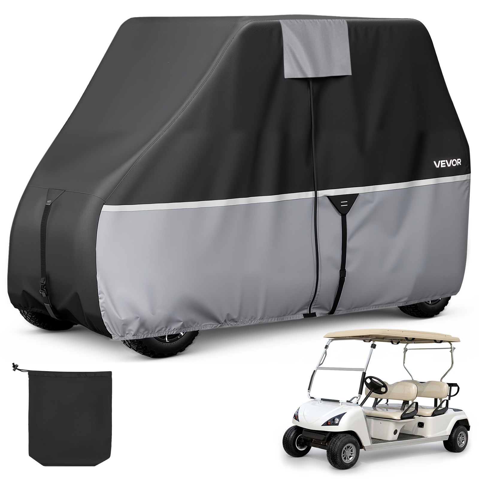 VEVOR Golf Cart Cover Full Coverage 2+2/4 Passenger 420D Oxford Club Car Cover