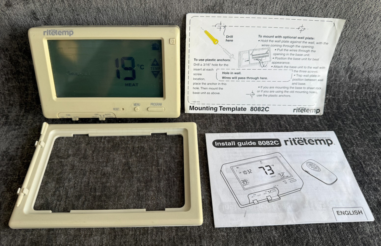 Ritetemp 8082C 7-Day Programmable Thermostat Touch Screen Universal Backplate