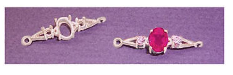 8x6mm Oval Accented Sterling Silver Pre-Notched Bracelet Link Setting