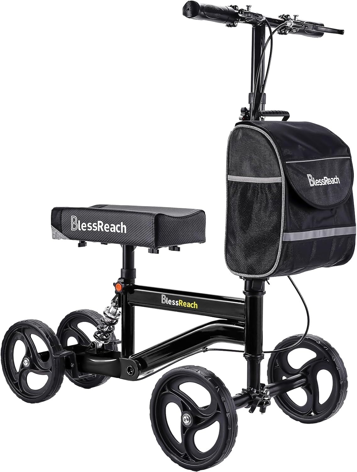 Bless Reach Steerable Knee Scooter for Adults, Foldable w/ Dual Brake,
