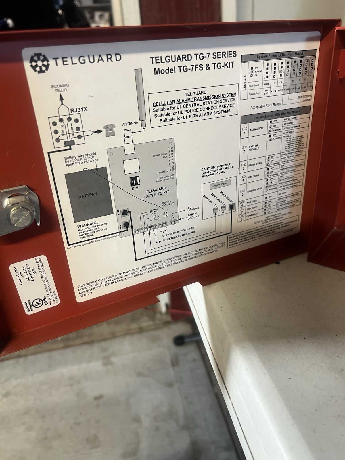 Telegard Digital TG 7FS Box Alarm System, Cellular Working Needs Programming ￼