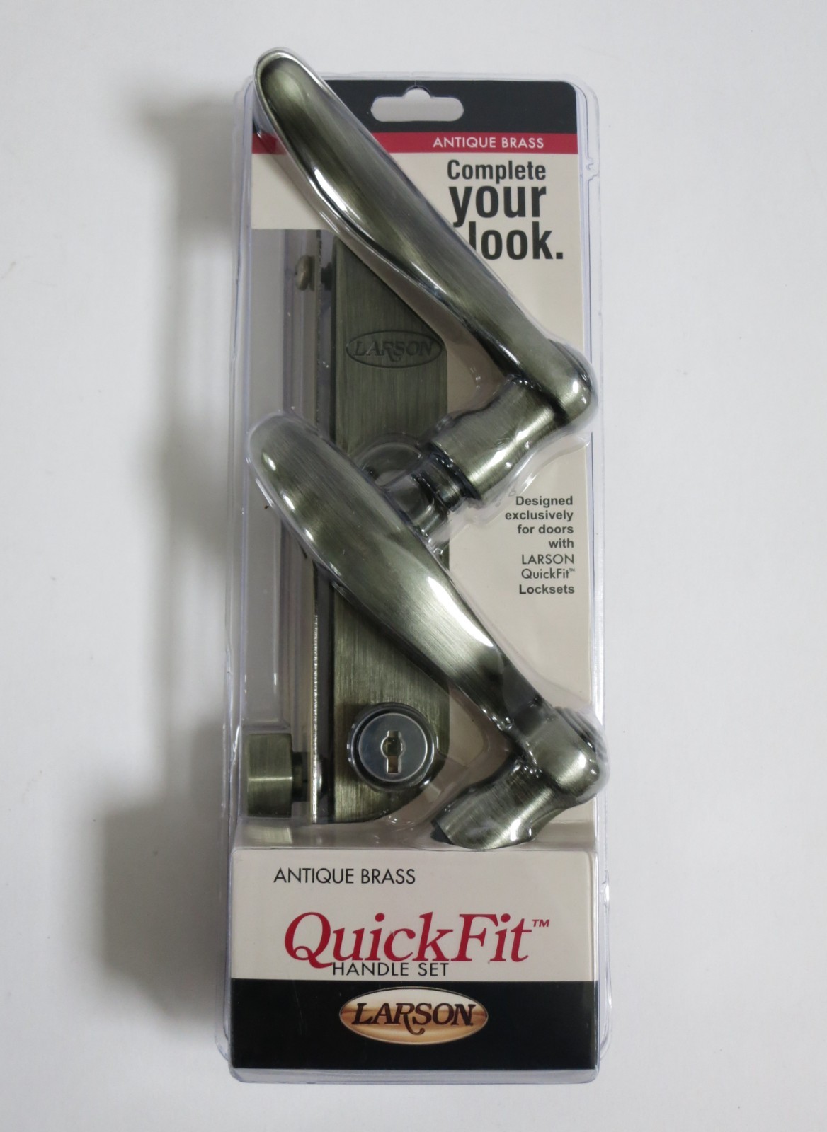 Larson QuickFit Entry Door Handle Set - Antique Brass 20297820, New & Sealed