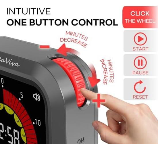 Visual Digital Timer, Large Color Display & Rechargeable, Magnetic Back &