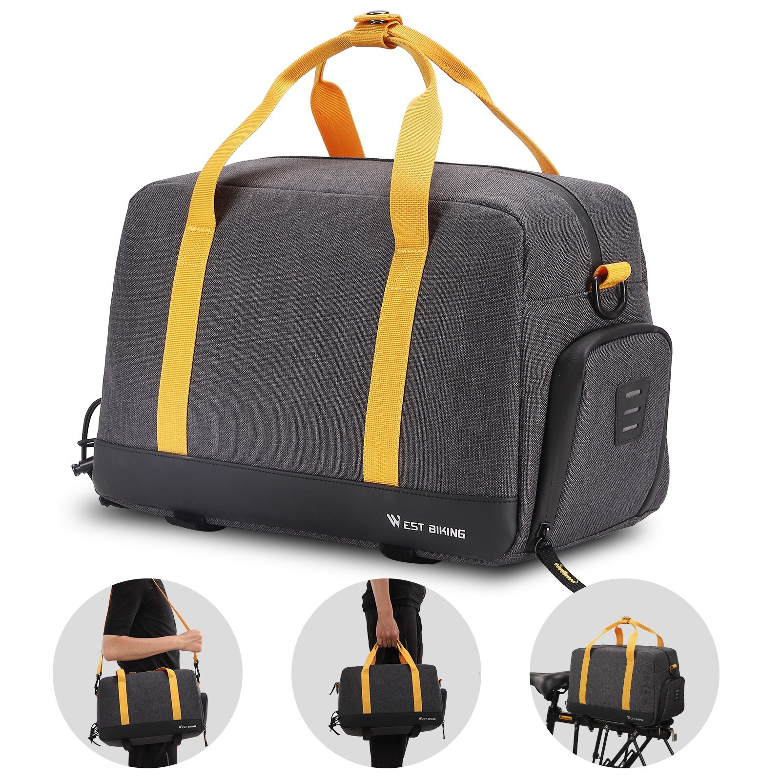 WEST BIKING Waterproof Bike Pannier Bicycle Rack Pack Carrier Bag Handbag 8.3L