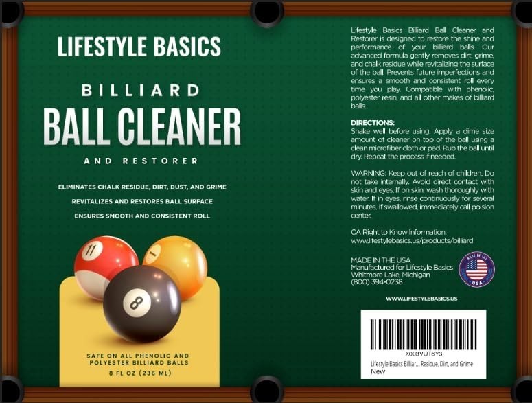 Billiard Ball Cleaner & Restorer - Extends Lifespan & Maintains Performance