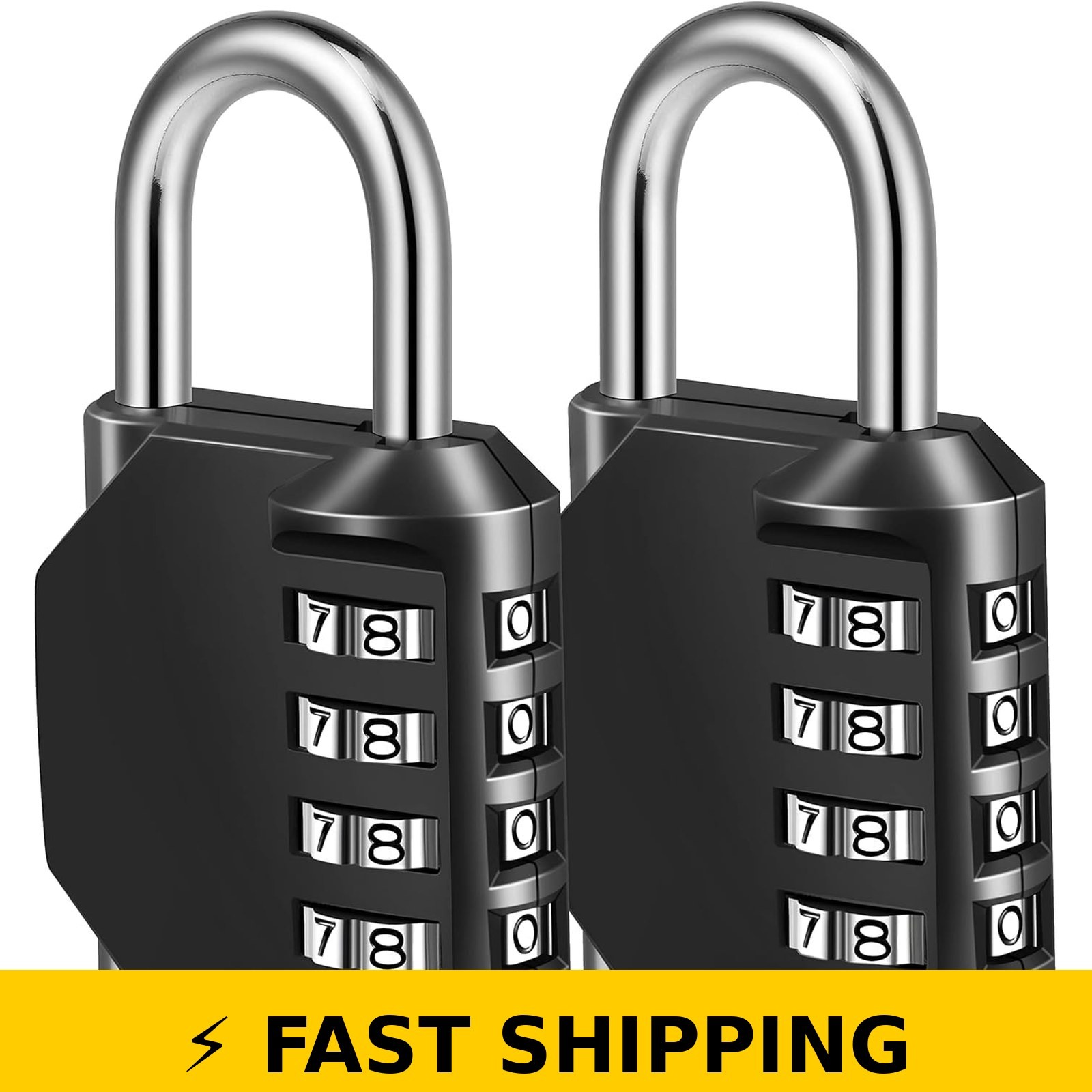 Fayleeko 4 Digit Combination Lock, 2 Pack, Black