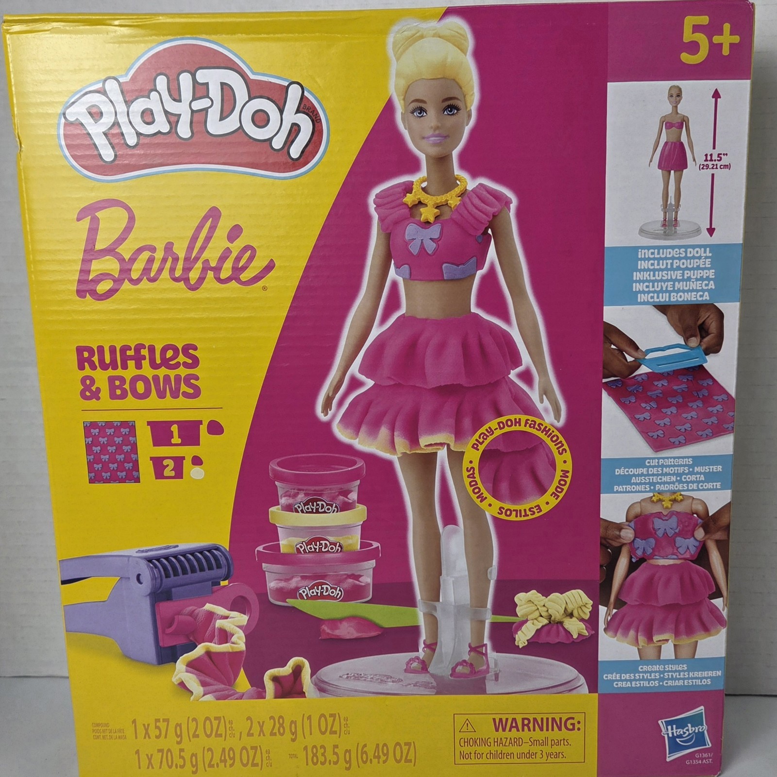Play-Doh Barbie Ruffles and Bows Set, Make Doll Clothes with Modeling Compoun...