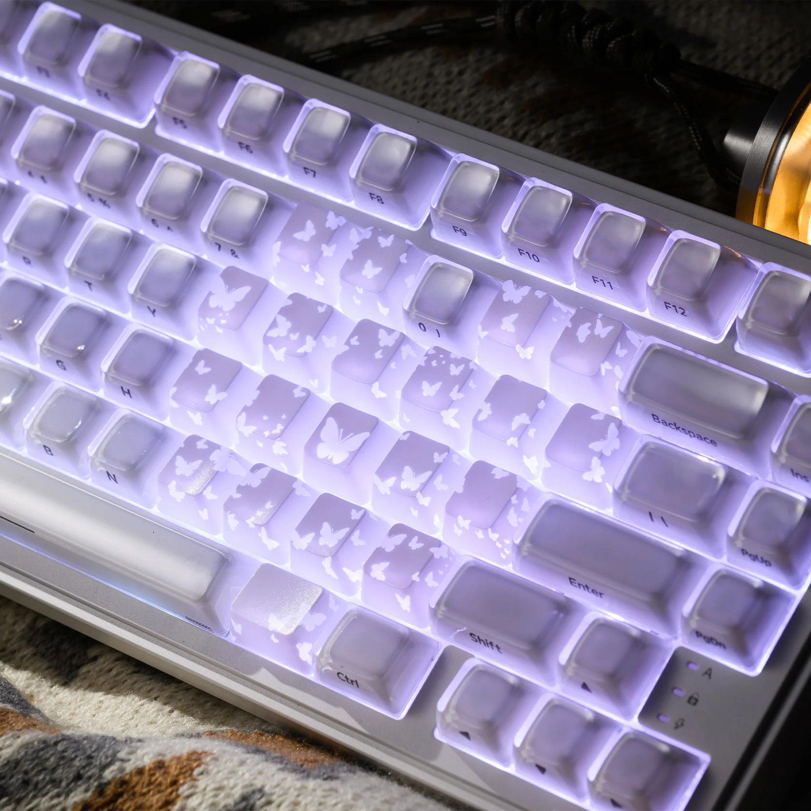 XVX White Butterfly Keycaps OEM Profile IMD-Tech RGB Friendly 21 Keys Set
