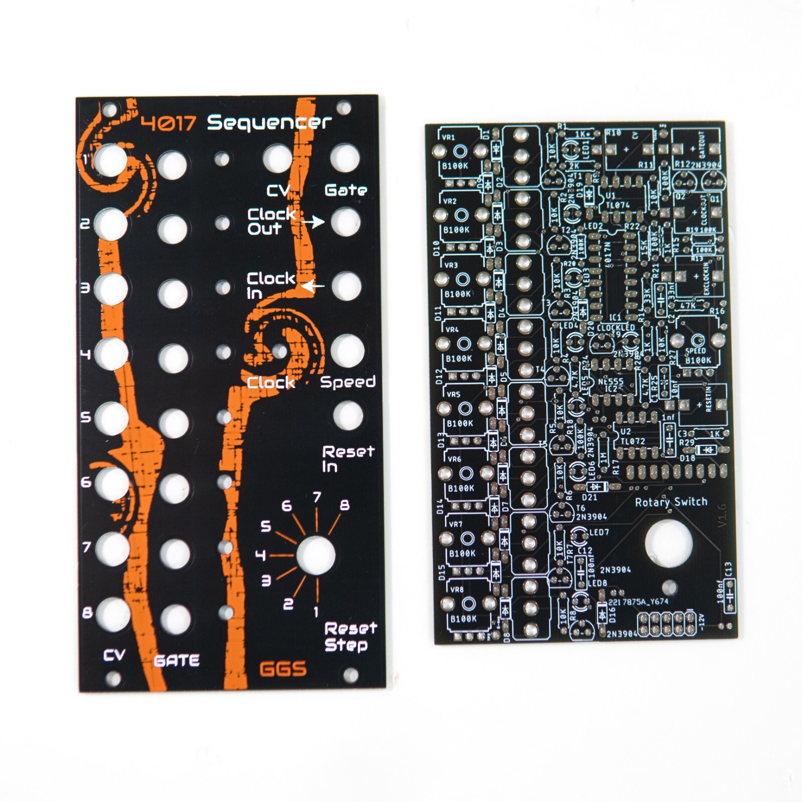 4017 Step Sequencer / Eurorack Synth / PCB & Front Panel / DIY CV/Gate Sequencer