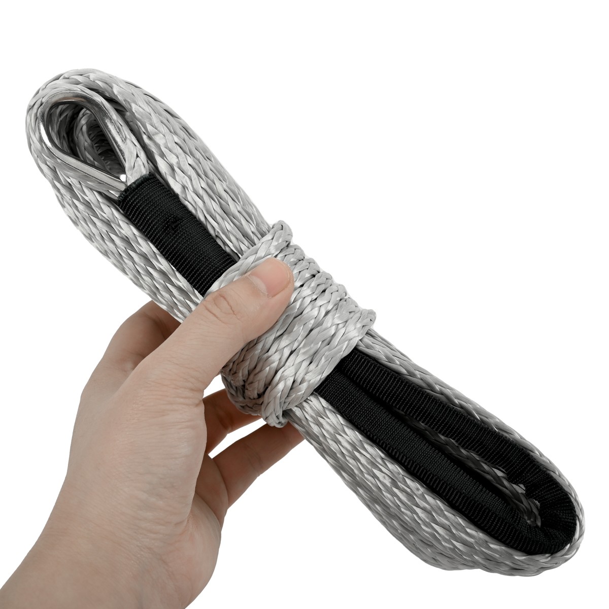 Synthetic Winch Rope Line Grey Recovery Cable 10000LBS 4WD Pickup 1/4''x50' inch