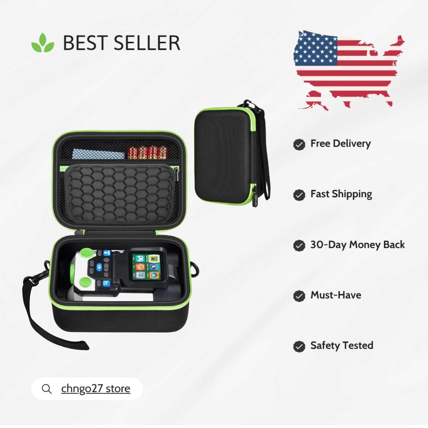 Zippered Storage Organizer for LeapFrog Binoculars with Shoulder Strap & Handle