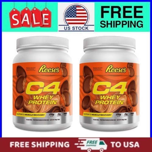 2 pack,C4 Whey Protein Powder, Reese's Peanut Butter Cup Flavor, 25g of Protein