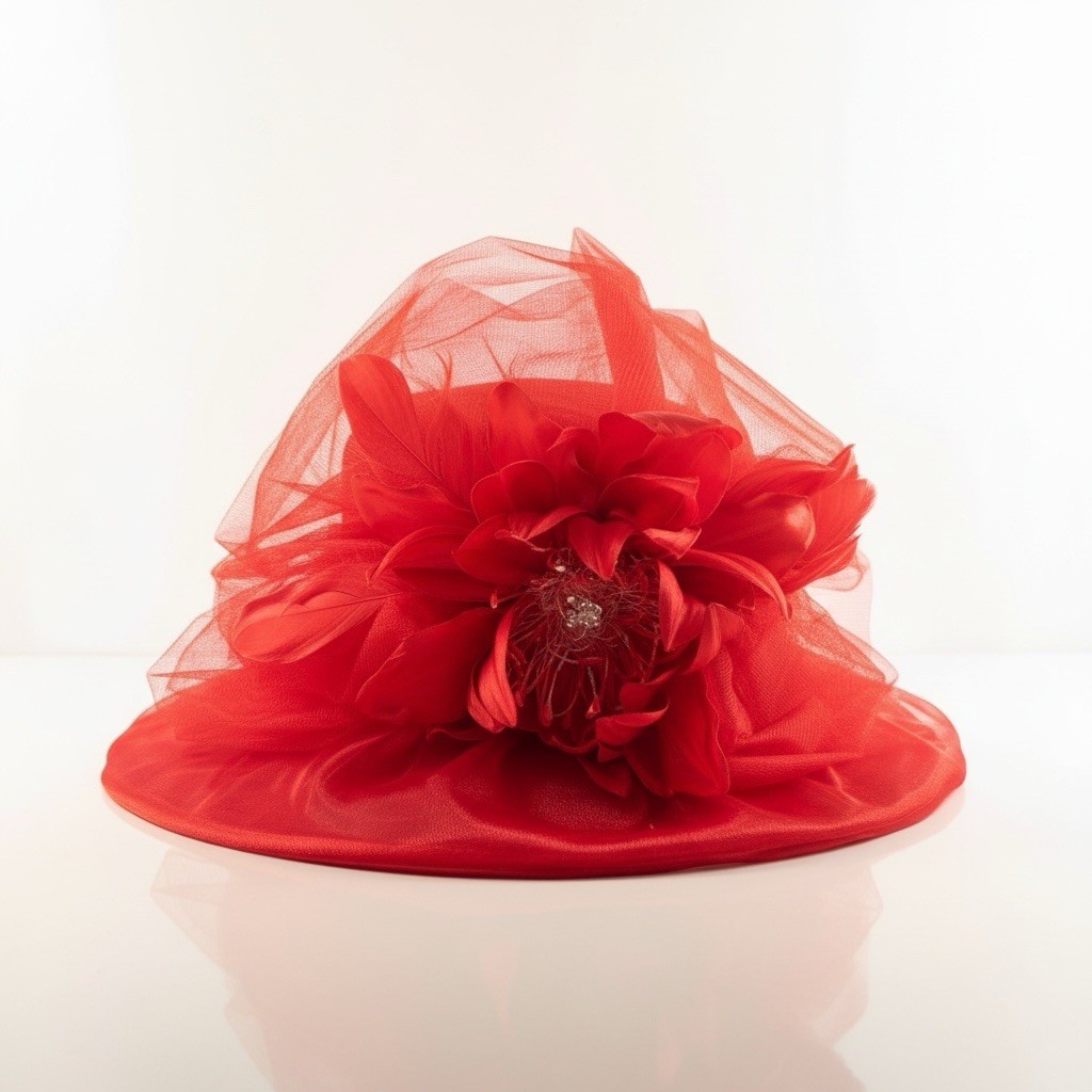 SAFERIN Women's Organza Church Fascinator Bridal Tea Party Wedding Hat Red