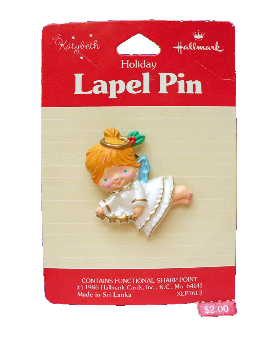 Hallmark PIN Christmas Vintage ANGEL KATYBETH Star Garland 1986 Brooch NEW