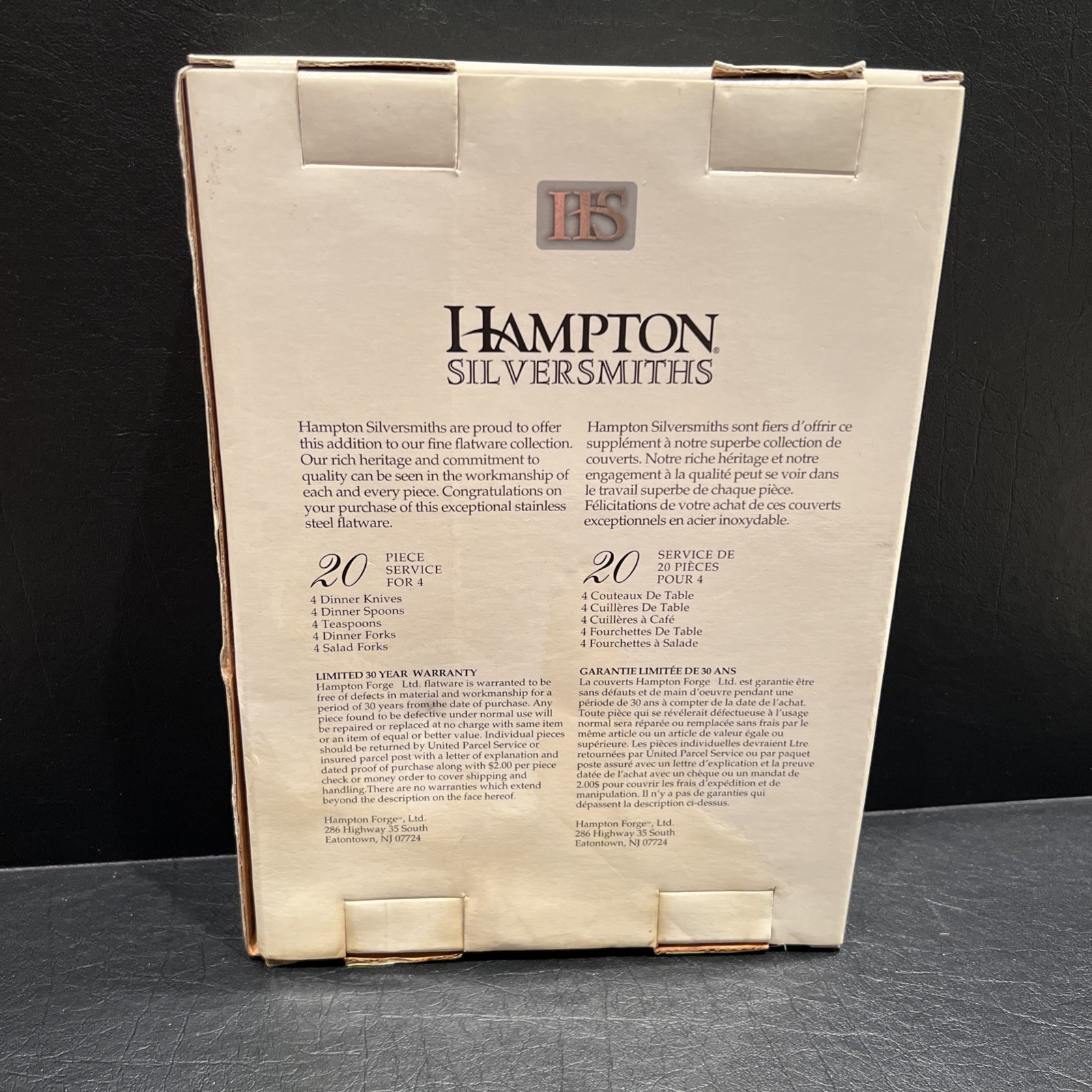 HAMPTON SILVERSMITHS Stainless Flatware 20 Piece Service for 4