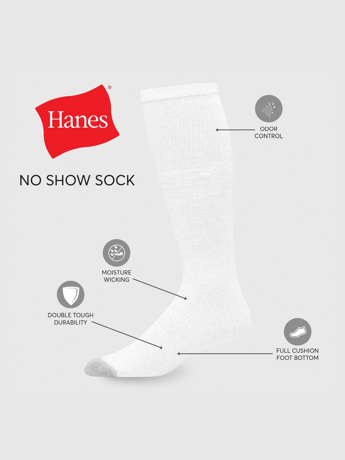 Hanes Men's Double Tough Durability Over-the-Calf Tube Socks, 12-Pack New