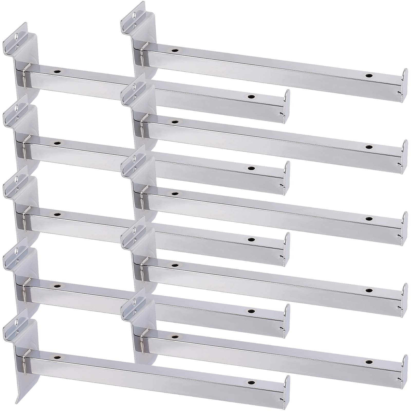 10 PCS 10 Inch Silver Metal Slatwall Shelf Bracket Heavy Duty Display Hook