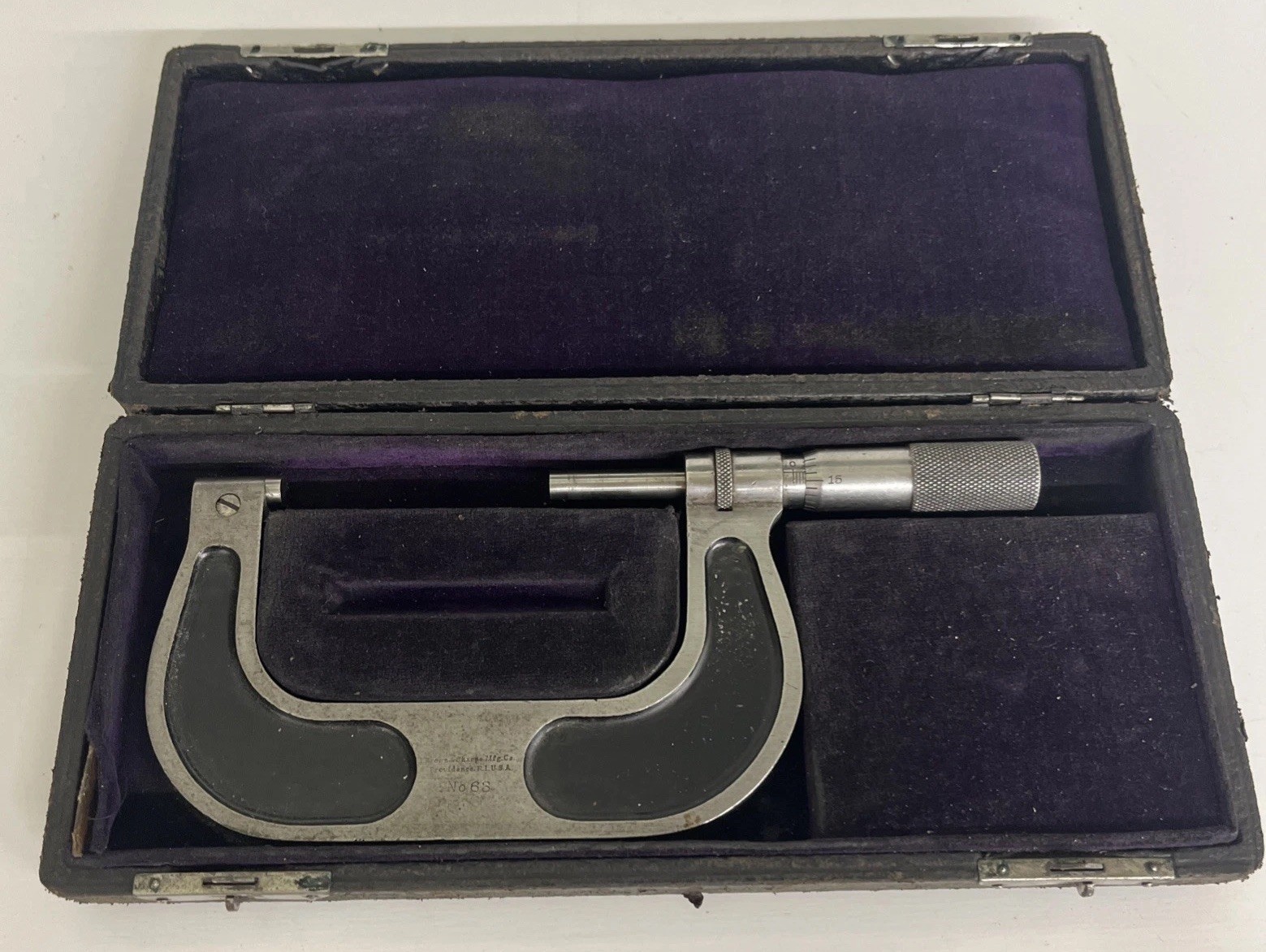 Antique Brown & Sharpe No.63 Micrometer 1902 Patent w/ Velvet Case USA