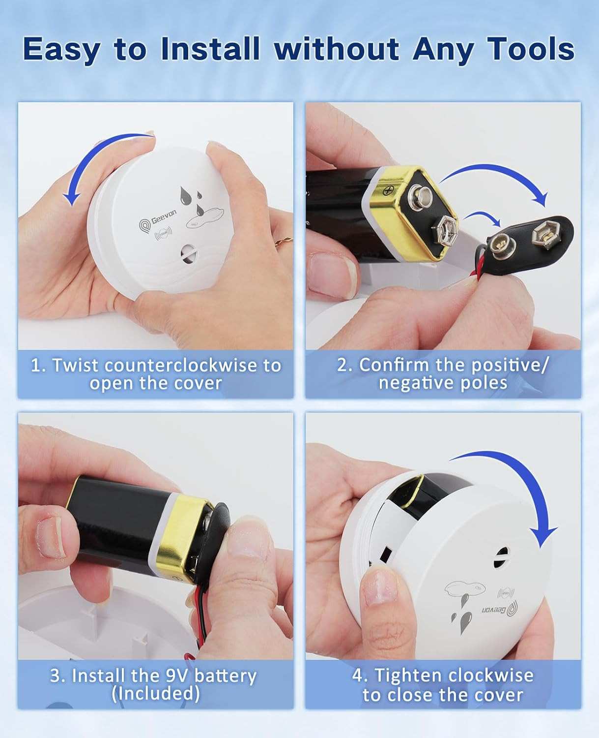 2 Pack Water Leak Detectors, 100Db Water Sensor Alarms Flood Detector for Baseme