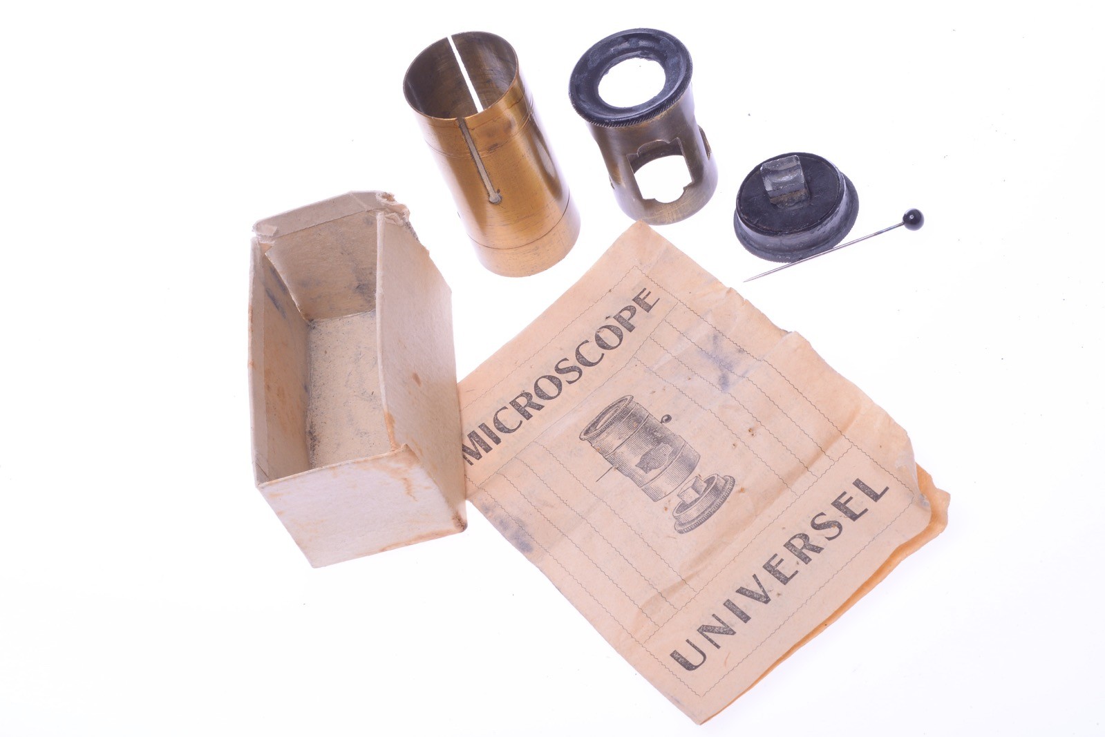 ✅ ANTIQUE BRASS HAND POCKET MICROSCOPE BOTANY,  INSECTOLOGY, MINERALOGY C.1900