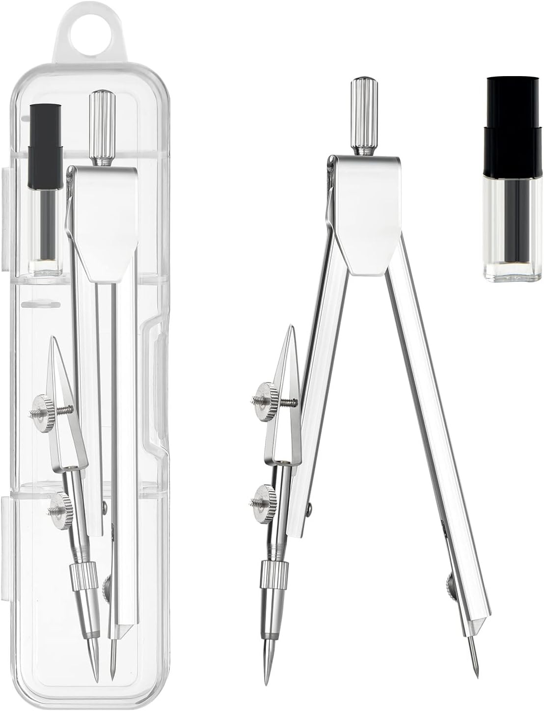 2 Pack Student Metal Compass Set for Geometry with Extra Lead Refills, Math...