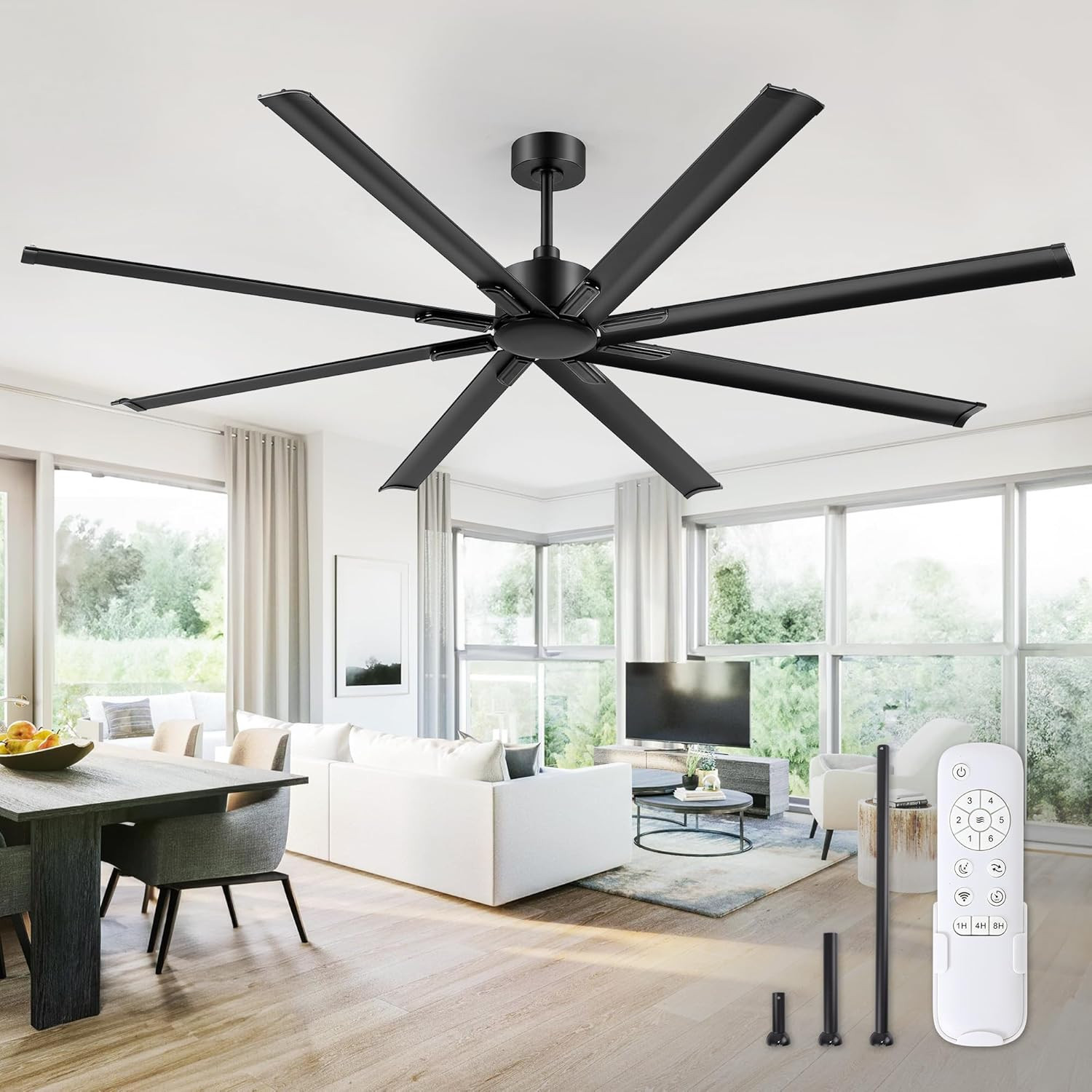 84 Inch Heavy-Duty Ceiling Fan without Light, 8 Aluminum Blades | Industrial-Gra