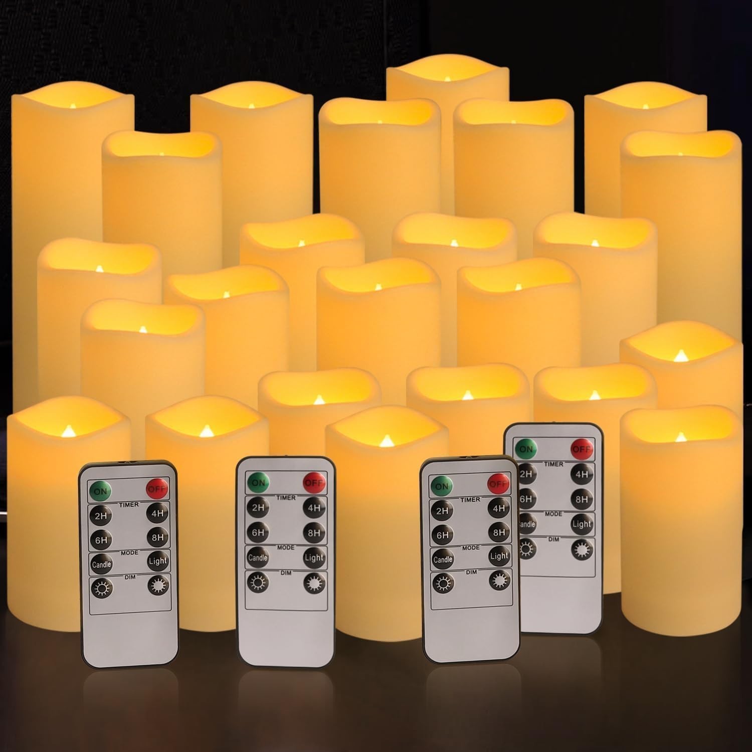Set of 24 Waterproof Outdoor Flameless Candles, LED Candles with 4 Remote and...