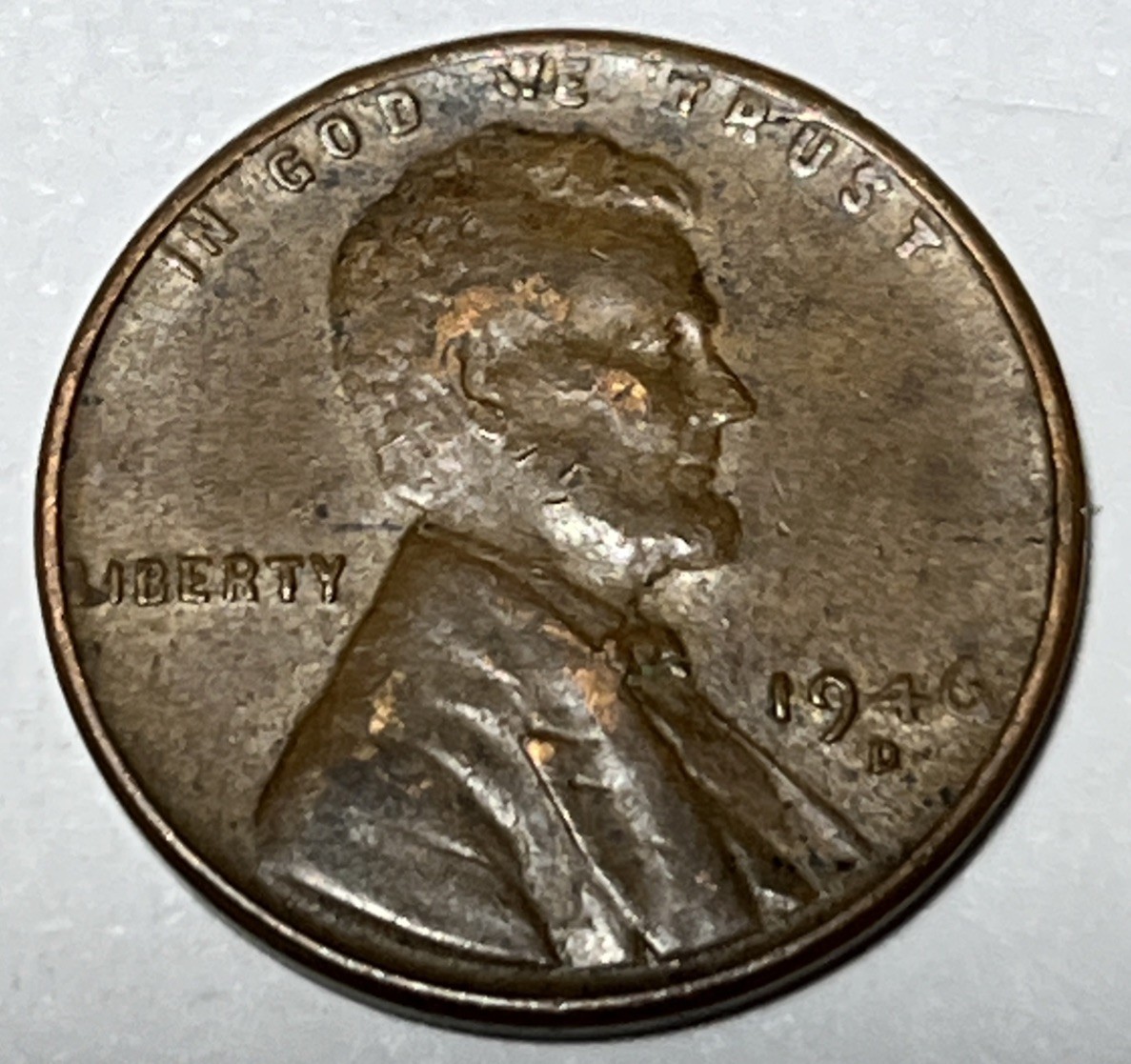 1946 D Wheat Penny Error Cracked Planchet Error