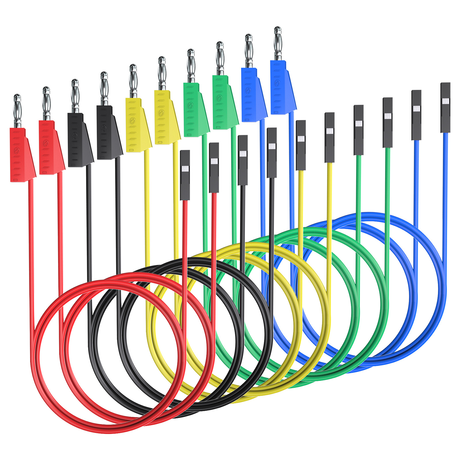 Peakelect Stackable Banana Plug to Breadboard Jumper Wire Soft Flexible Silicone