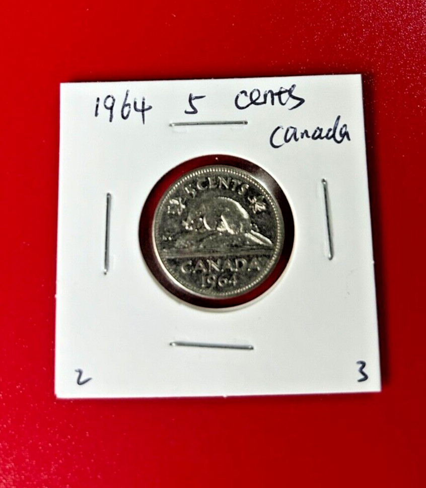 1964 CANADA 5 CENTS COIN - NICE WORLD COIN !!!