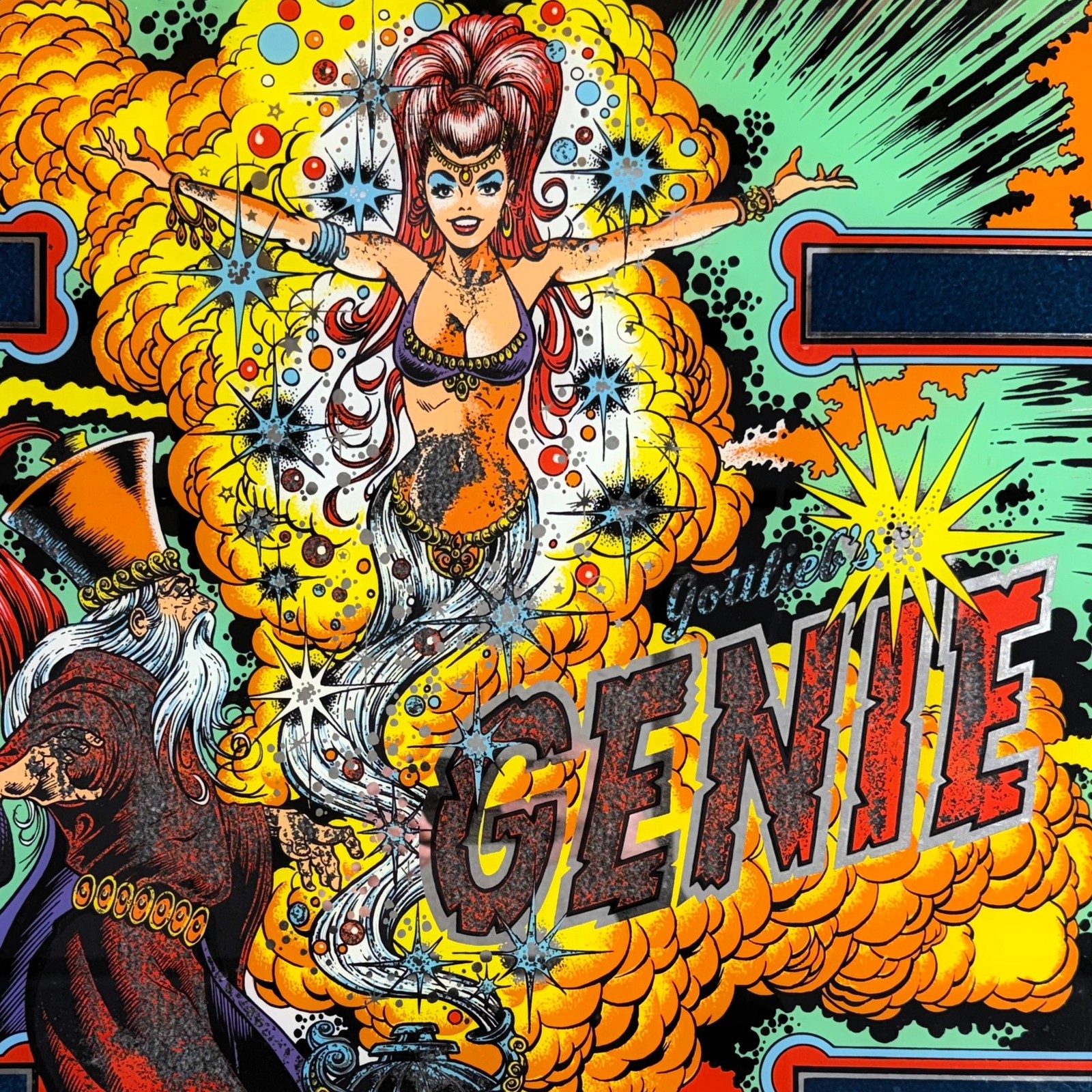 Gottlieb Genie Pinball Machine Game Backglass ORIGINAL