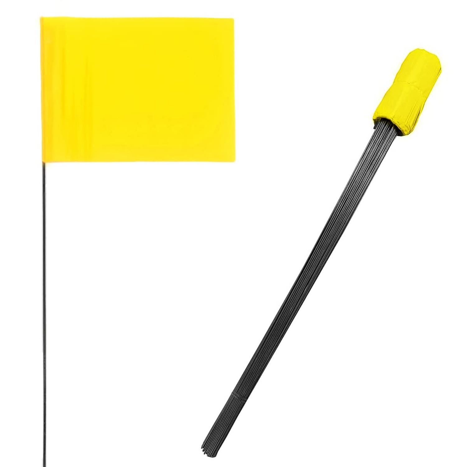 100 Pack Marking Flags 4-Inch by 5-Inch Stake Flags with 16-Inch Wire Staffs ...