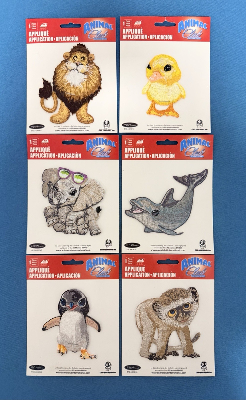 C&D Visionary Animal Club Applique Lot of 6 Lion Monkey Duck Dolphin Penquin +