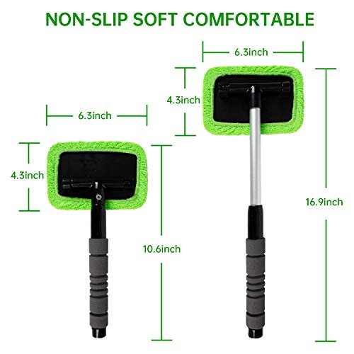 XINDELL Windshield Cleaning Tool for Car – Extendable Handle Window 17in Green